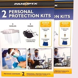 2 Personal Protection Kits W/Anti-Fog Spray Masks